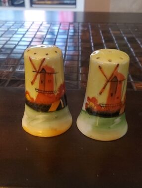 Vintage Hand-Painted Windmill Salt & Pepper Shakers